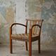 Modern Danish lounge chair in beech and paper cord, in the style of Frits Schlegel.