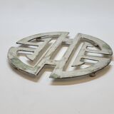 Old silver metal trivet chinese symbol longevity