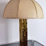 Lampe faux bambou en laiton, France, 1970