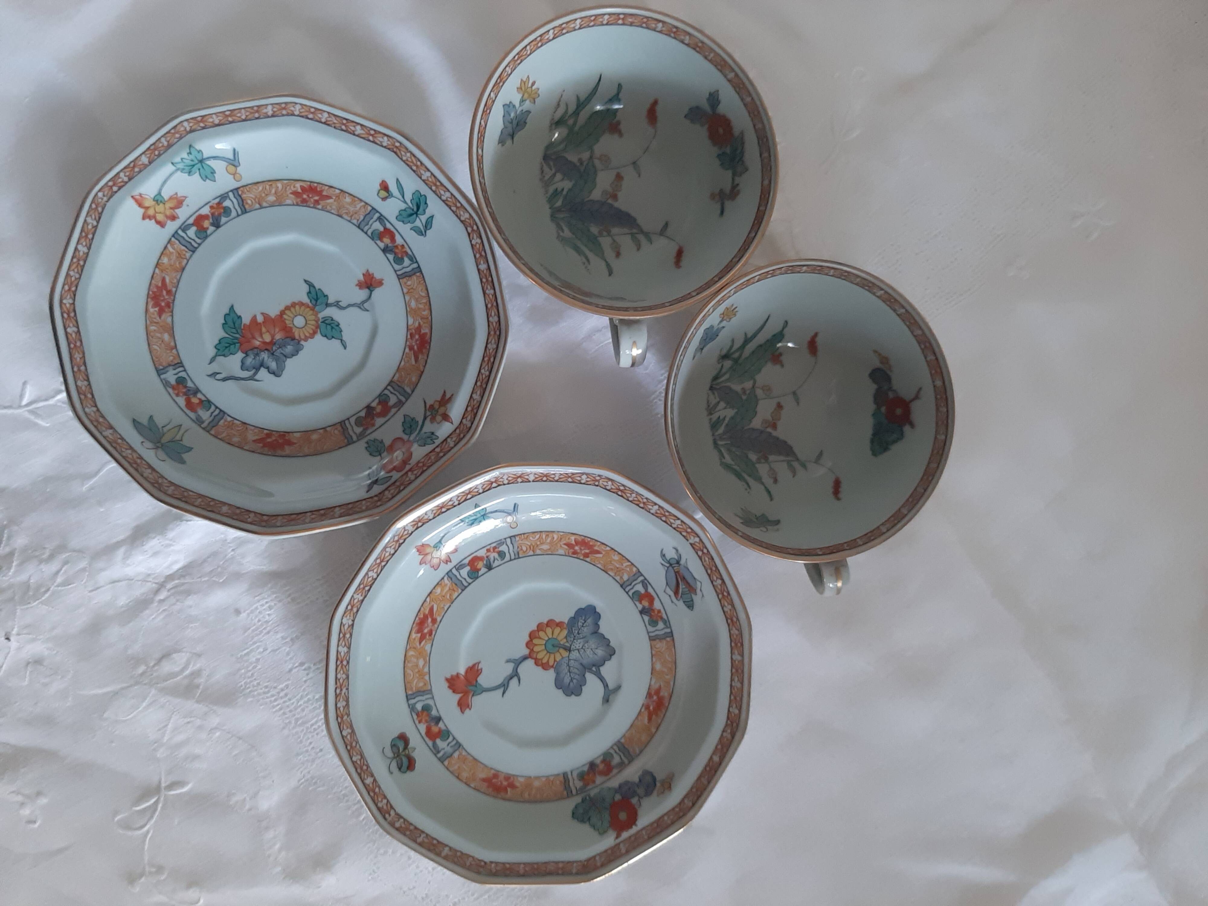 Limoges porcelain tea cups Bernardaud çadon 1920