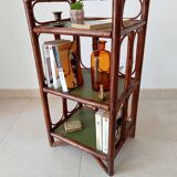 Vintage stand shelf in bamboo and rattan