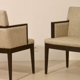 Pair of armchairs cube year 1960 fabric chiné beige restored. Sam SAM ref