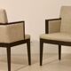 Paire de fauteuils cube année 1960 tissu chiné beige restaurée. Ref SAM SAM