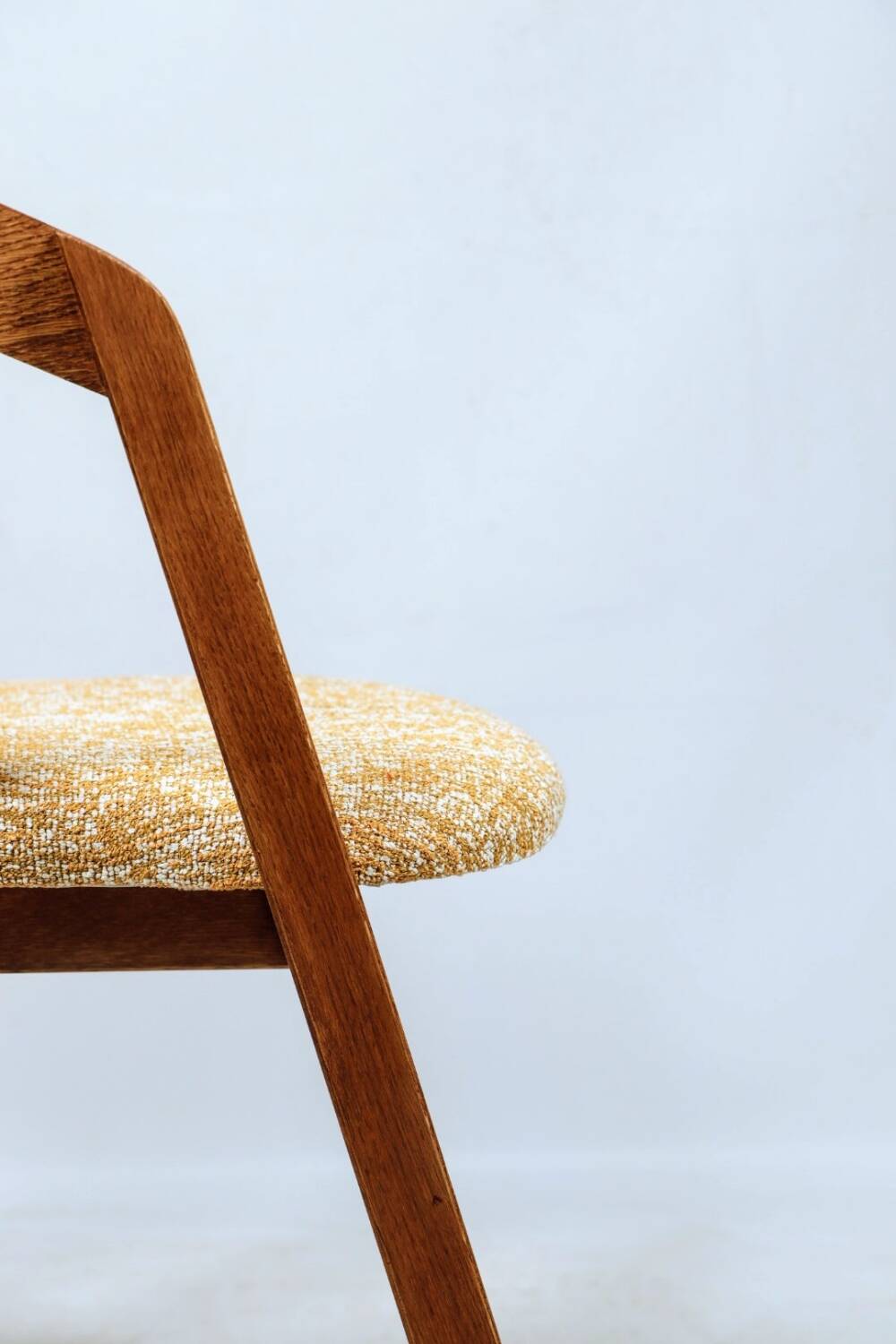 Vintage dining chairs oak wood yellow mellow Boho upholstery