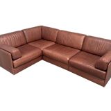 Brown leather modular sofa by De Sede; DS76, 1970s (corner)