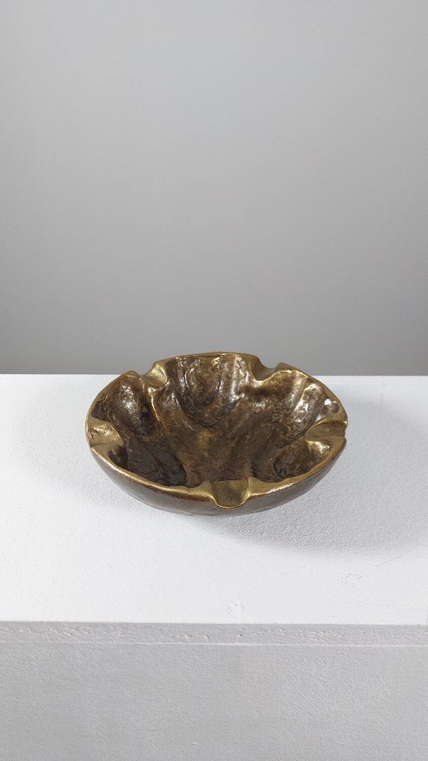 Vide-poches en laiton de style brutaliste vintage du milieu du siècle