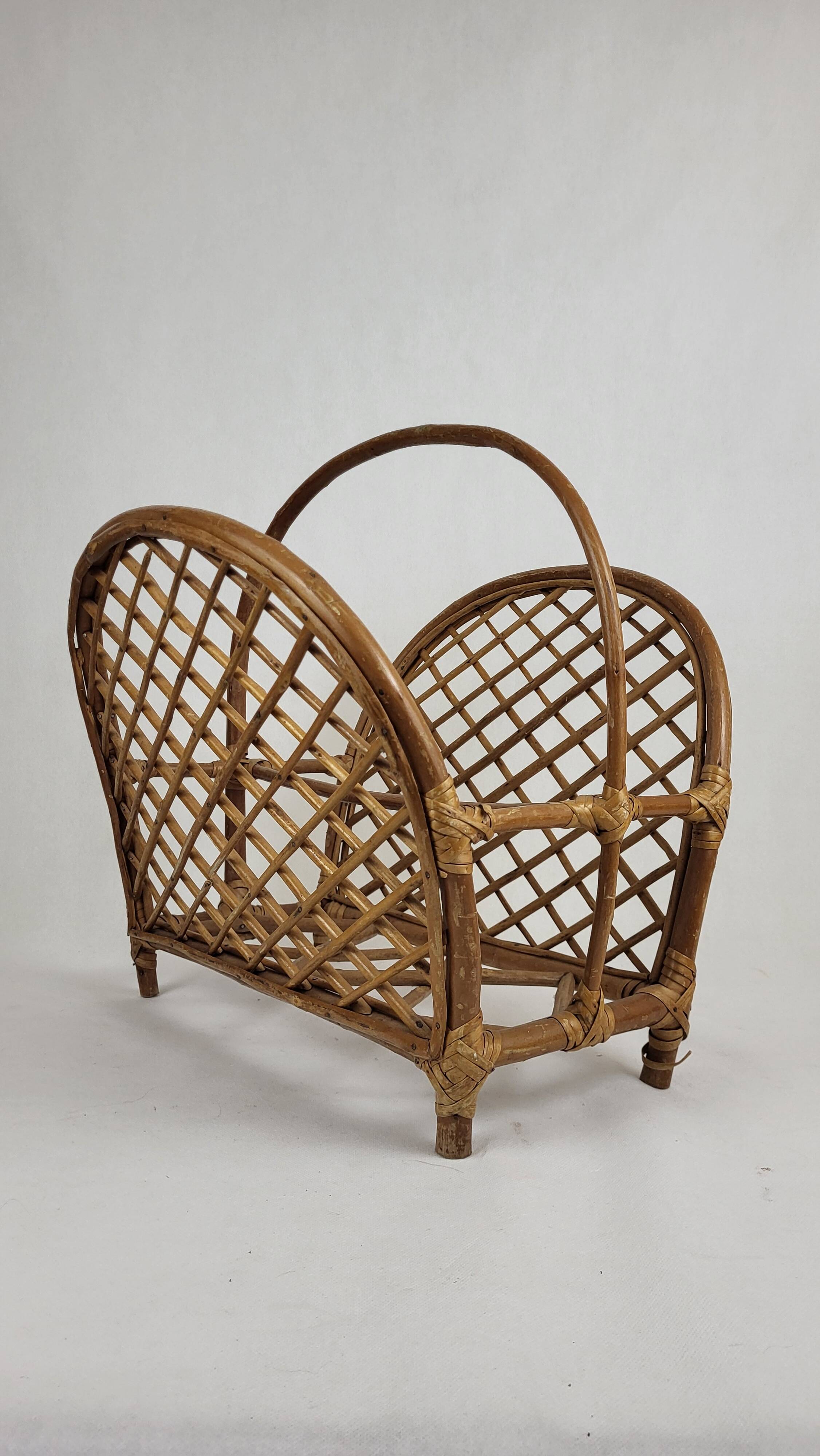 Rattan magazine rack 1960s