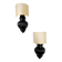 Pair of Art Deco wall lights with shades in glazed cast ceramic,Italy,1970s