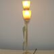 Vintage Italian Double Light Table Lamp Green Leaves Glass Shades