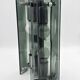 Green-grey glass and chrome metal suspension, in the style of Fontana Arte.