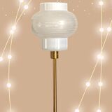 Vintage table lamp with a globe, white and gold