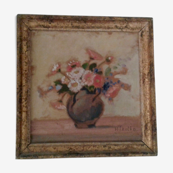 Tableau fleurs peinture huile signée