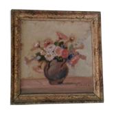 Tableau fleurs peinture huile signée