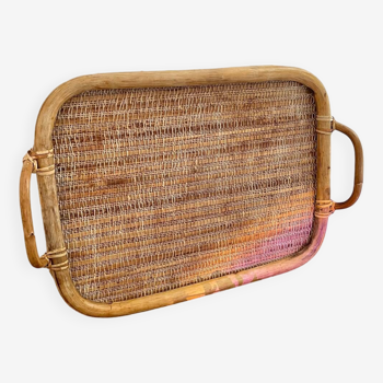 Vintage rattan tray