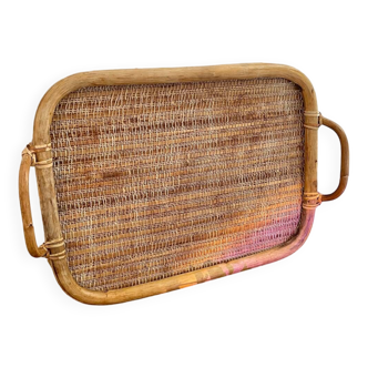 Vintage rattan tray