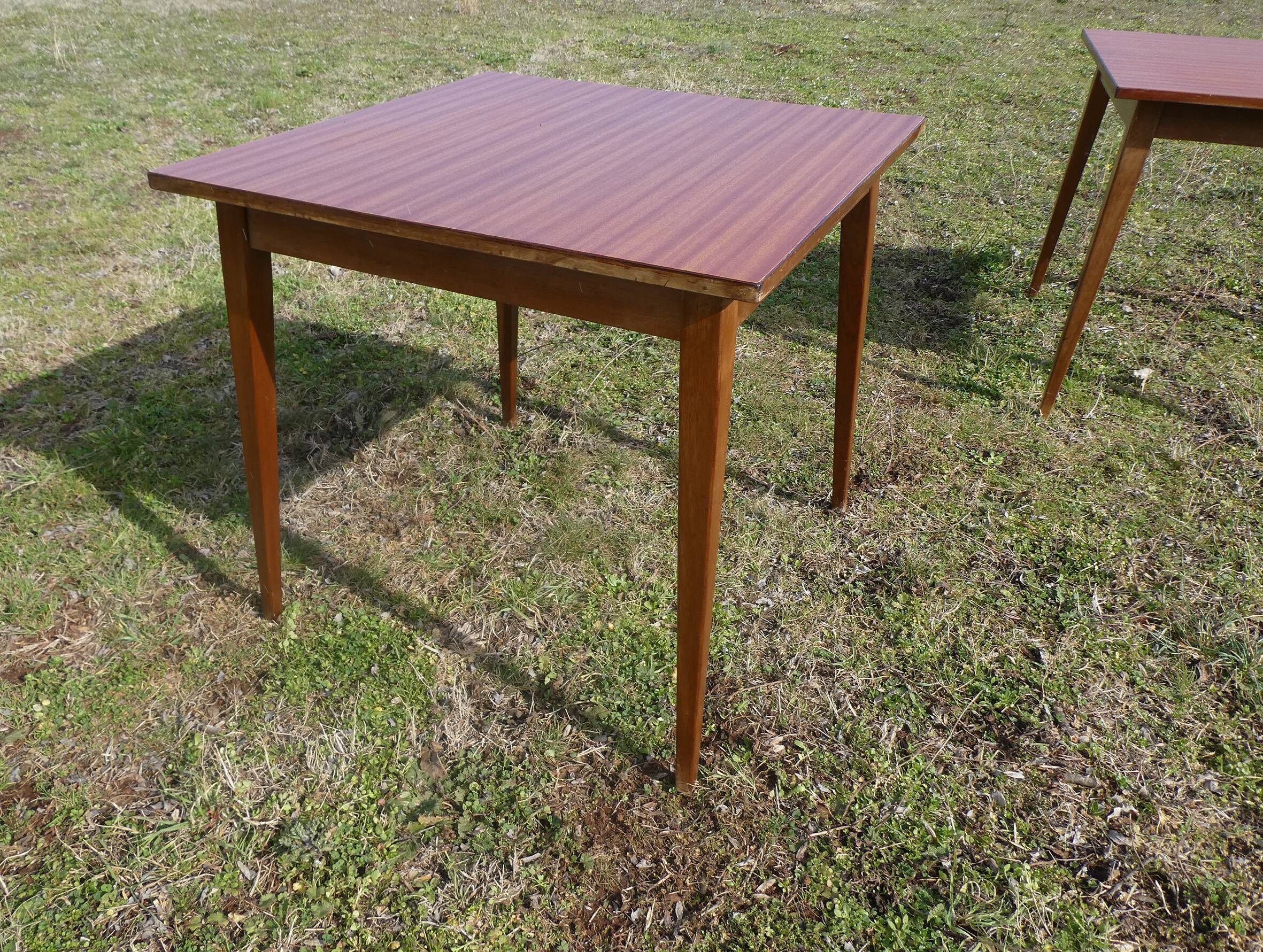 Pair of square wooden bistro tables 80 x 80 cm