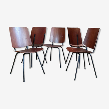 5 chaises Baumann Bristol en teck années 60