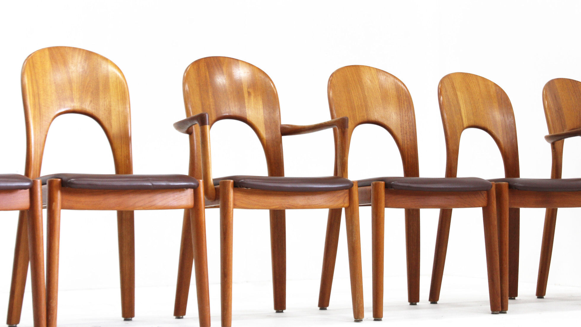 Vintage Danish teak dining chairs by Niels Koefoed set of 8
