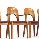 Vintage Danish teak dining chairs by Niels Koefoed set of 8