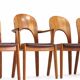 Vintage Danish teak dining chairs by Niels Koefoed set of 8