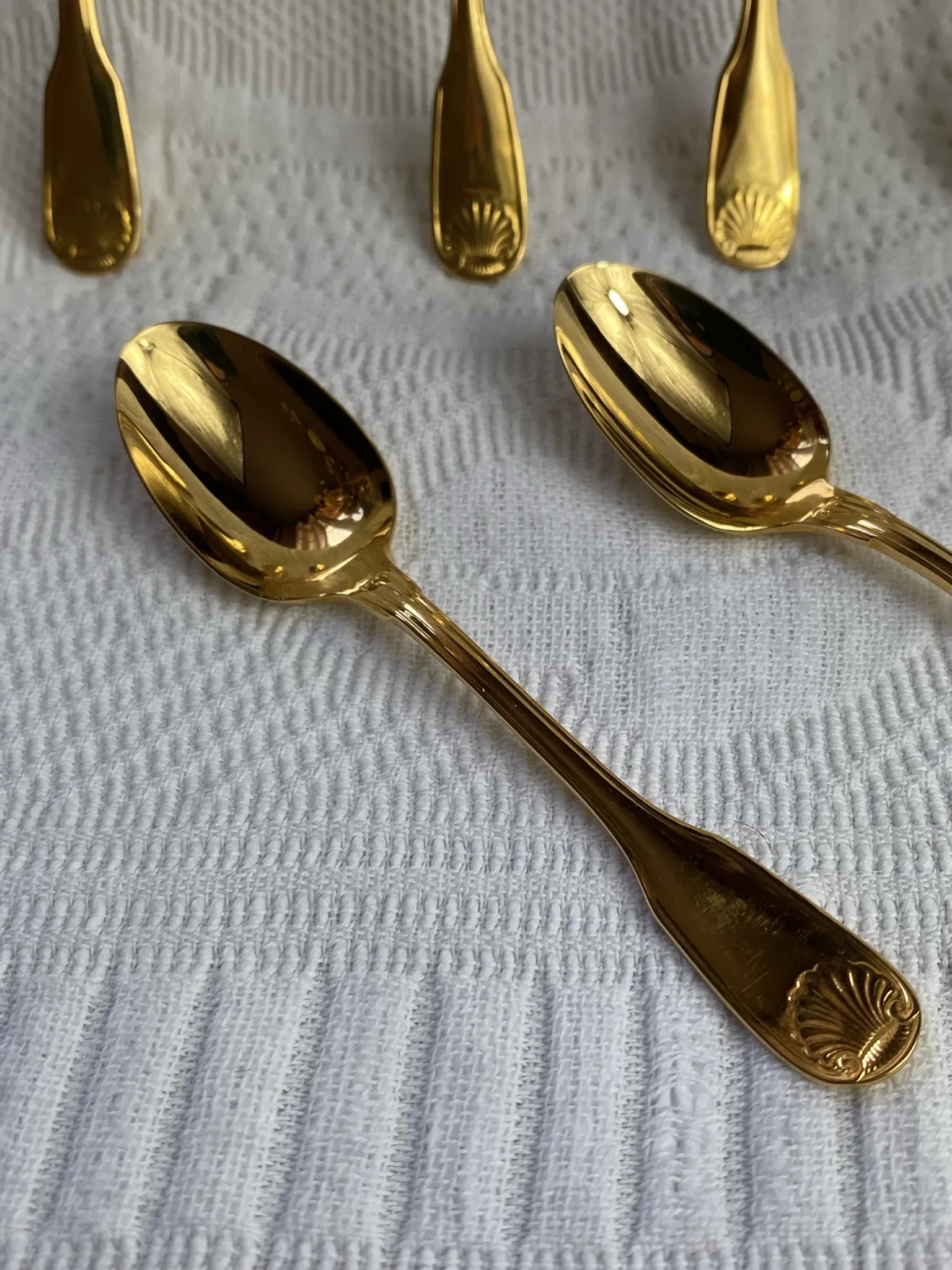 Moka spoons, gold metal, Vendôme model by Christofle