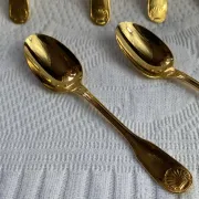 Moka spoons, gold metal, Vendôme model by Christofle