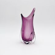 Vase sculptural organique Sommerso Murano couleur améthyste