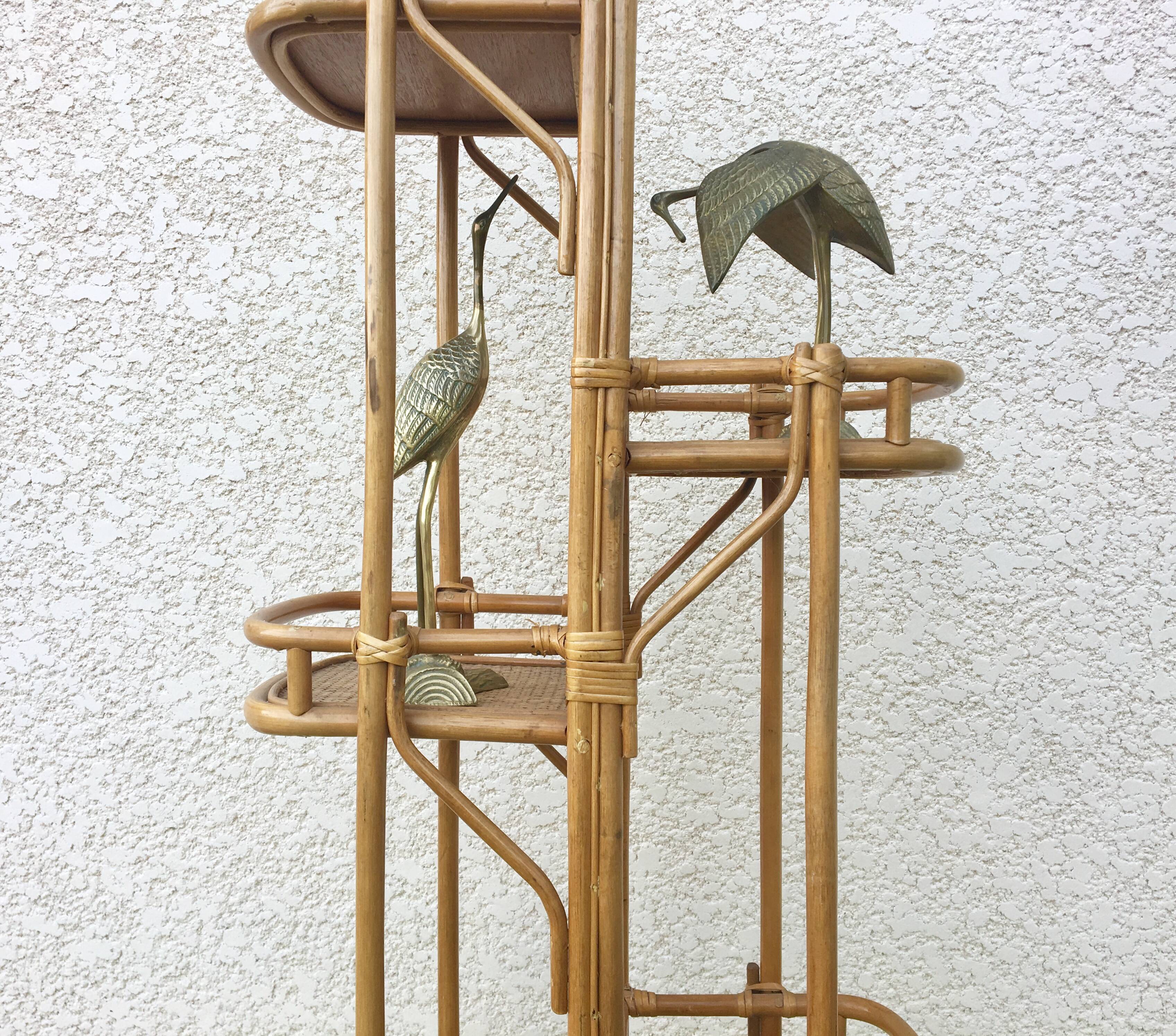 Rattan and bamboo plant rack from the 70s