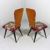 Set de 2 chaises d’appoint fleuries des années 1950