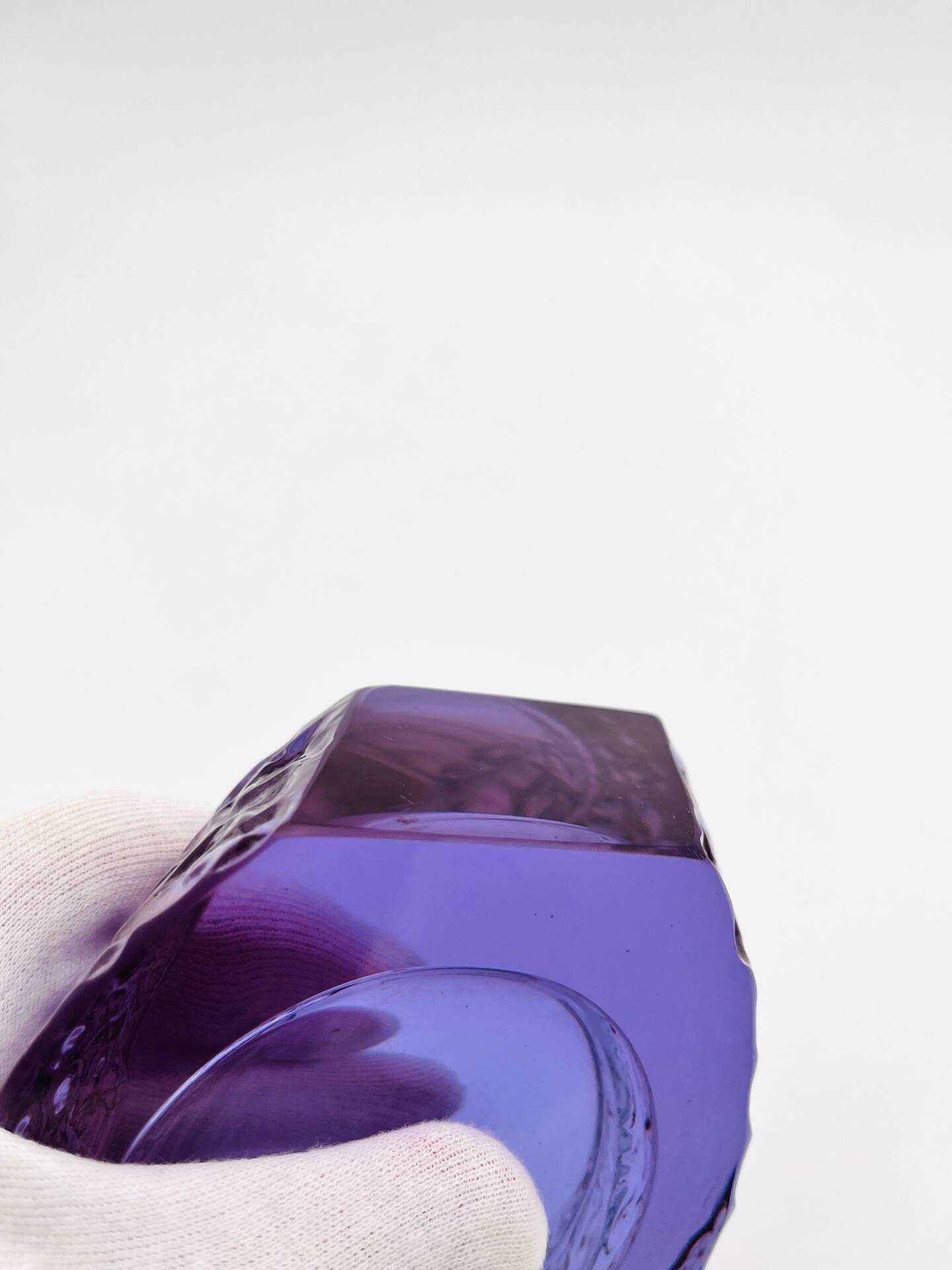 Murano Vase Alexandrite Mandruzzato Neodymium Brutalist Bark 13.5