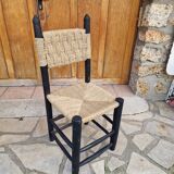 Brutalist straw-filled peasant chair