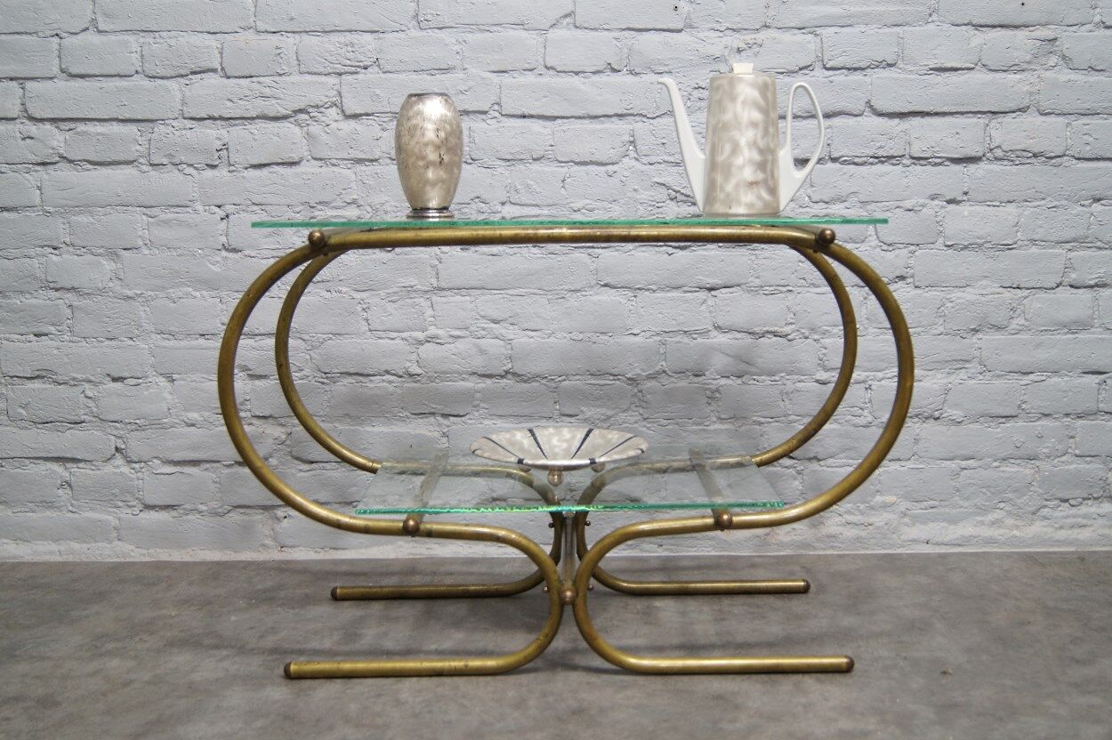 Bauhaus Tubular Brass Side Table, 1930s