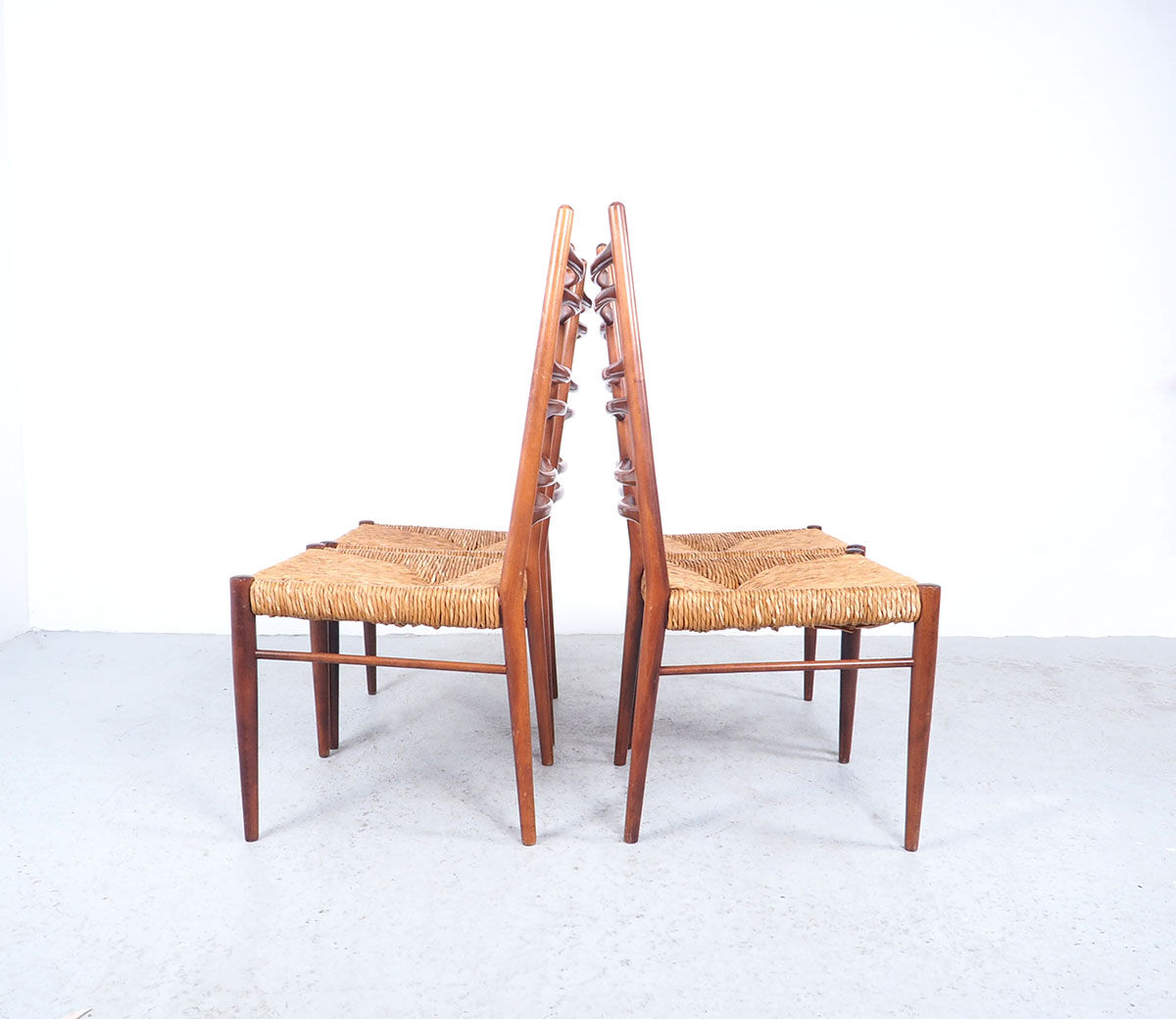 Teak and wicker dining chairs, 1960s