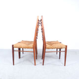 Teak and wicker dining chairs, 1960s