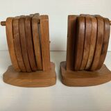 Ten Scandinavian teak wood coasters