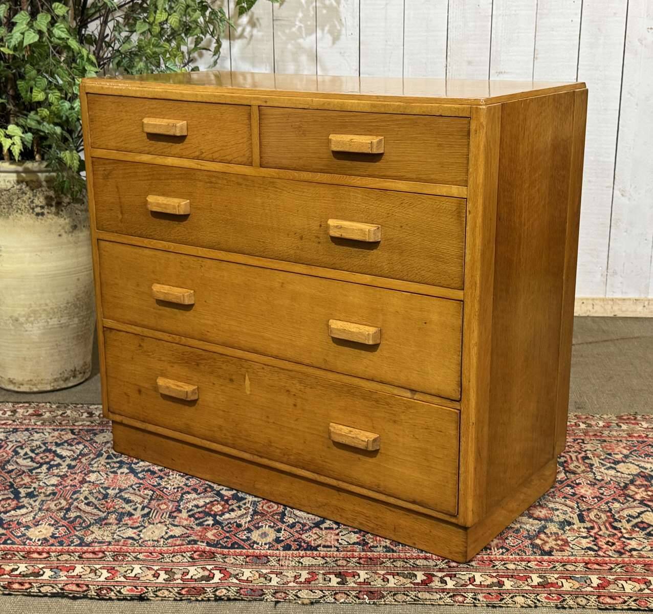 1950s English oak chest of drawers