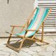 Transat pliant en bois et toile vintage