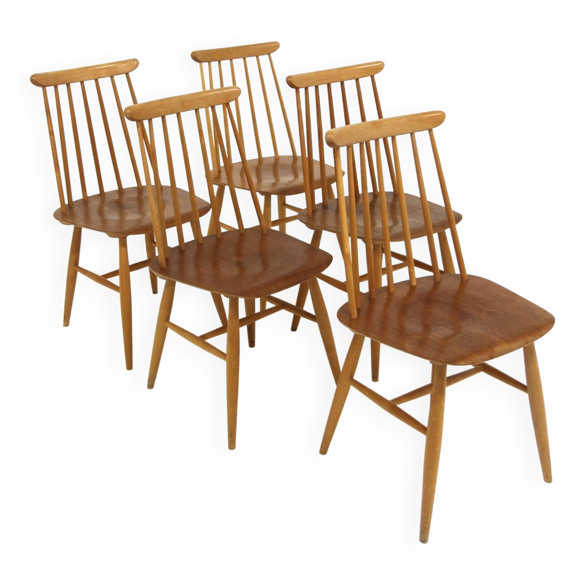 Set of 5 Scandinavian "Pinnstol" chairs, Edsbyverken, Sweden, 1960