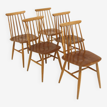 Set de 5 chaises scandinave "Pinnstol", Edsbyverken, Suède, 1960