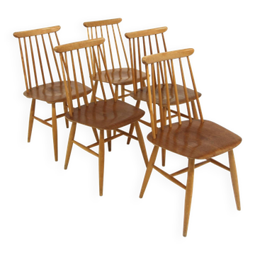 Set of 5 Scandinavian "Pinnstol" chairs, Edsbyverken, Sweden, 1960