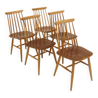 Set of 5 Scandinavian "Pinnstol" chairs, Edsbyverken, Sweden, 1960