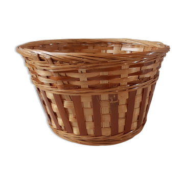 Panière / cache-pot en osier rotin années 70