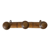 Antique wall coat rack, 3 hooks
