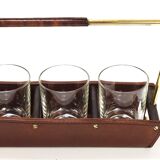 Carl Auböck II drinking glass holder, leather and brass, Austria 1950s