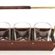 Carl Auböck II drinking glass holder, leather and brass, Austria 1950s