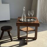 Large oval engraved platter in silver-plated metal 34x45.