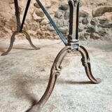 Vintage French bistro table - 1960s/70s cast iron base with solid oak top - retro coffee or wine table