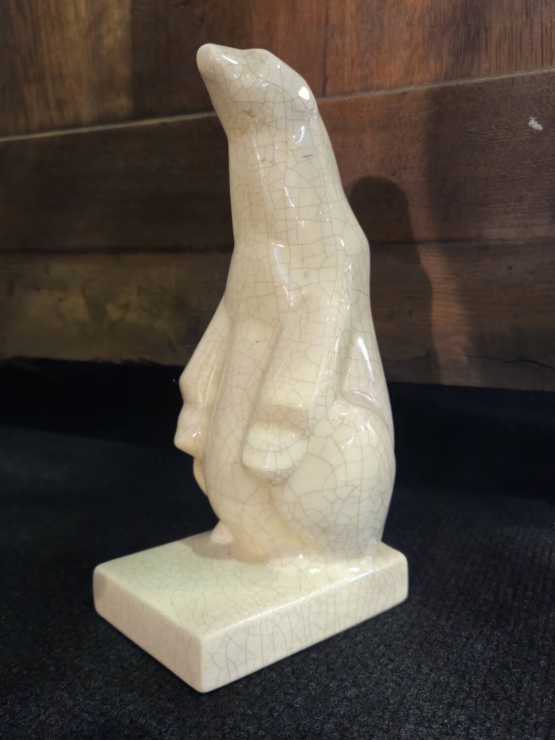 Art Deco Cracked Ceramic Polar Bear Statue