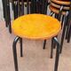 Vintage black wooden and metal stool, 1970s.