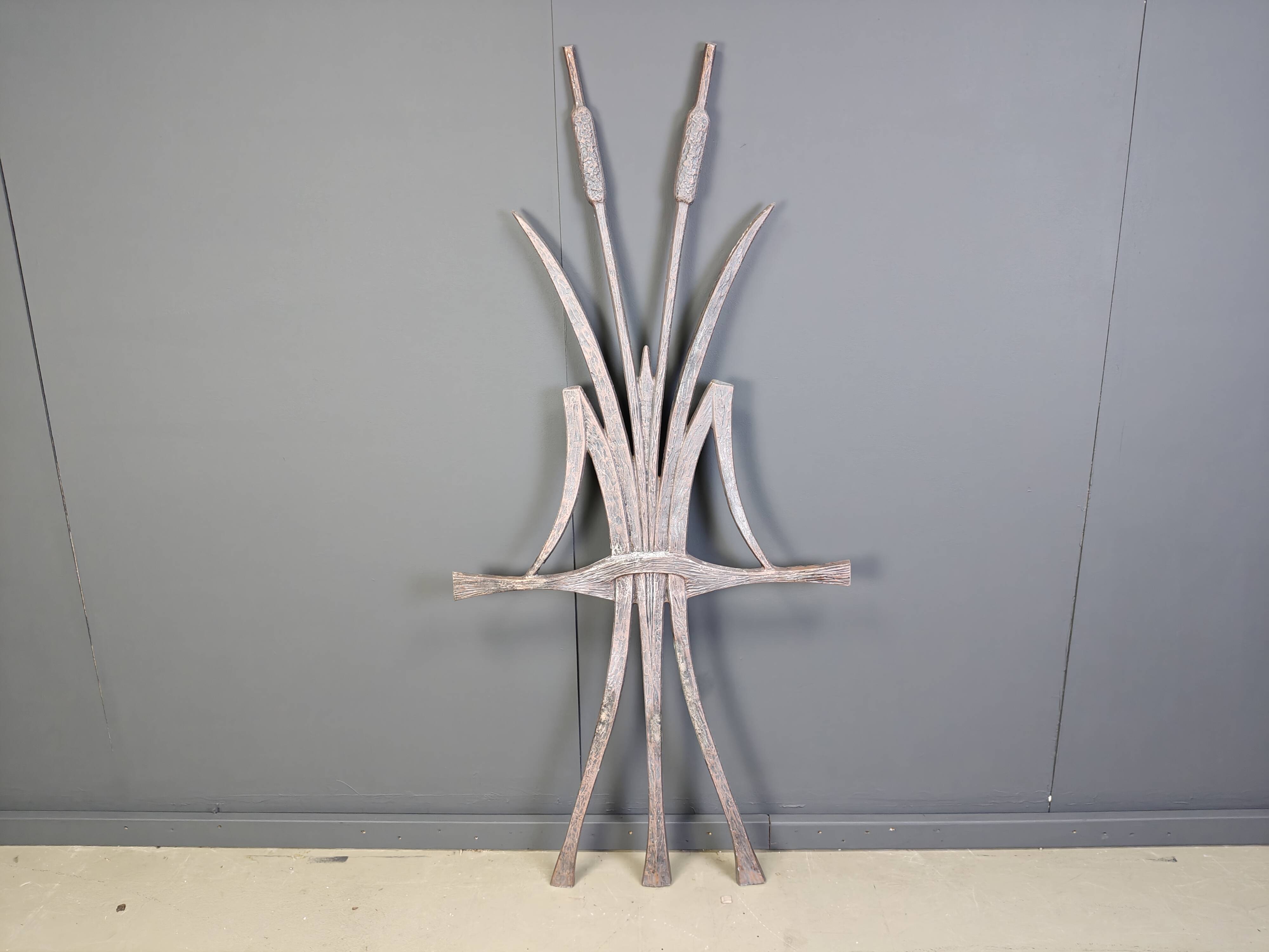 Vintage brutalist cat tail sculpture, 1970s